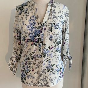 Floral Print Tie Sleeve Top